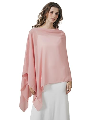 BEAUTELICATE Damen Chiffon Schal Elegant Stola Wrap Poncho Cape Leicht Shrug Tuch für Braut Abendkleid Hochzeit Brautkleid Felistch, Ballett Rosa von BEAUTELICATE