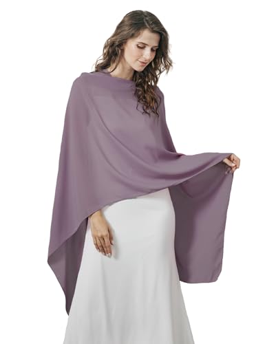 BEAUTELICATE Damen Chiffon Schal Elegant Stola Wrap Poncho Cape Leicht Shrug Tuch für Braut Abendkleid Hochzeit Brautkleid Felistch, Mauve von BEAUTELICATE