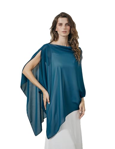 BEAUTELICATE Damen Chiffon Schal Elegant Stola Wrap Poncho Cape Leicht Shrug Tuch für Braut Abendkleid Hochzeit Brautkleid Felistch, Tinte blau von BEAUTELICATE