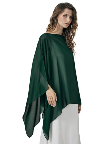 BEAUTELICATE Damen Chiffon Schal Elegant Stola Wrap Poncho Cape Leicht Shrug Tuch für Braut Abendkleid Hochzeit Brautkleid Felistch, Waldgrün von BEAUTELICATE