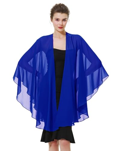 BEAUTELICATE Damen Chiffon Stola Festlich Elegante Schal Bolero Chiffonshal für Abendkleid Hochzeit Braut Halstuch Frühling Sommer, Saphirblau BEAUTELICATE Damen Chiffon Stola Festlich Elegante Schal Bolero Chiffonshal für Abendkleid Hochzeit Braut Halstuch Frühling Sommer, Saphirblau von BEAUTELICATE