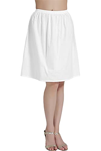 BEAUTELICATE Unterrock Damen 100% Baumwolle Lang Kurz Petticoat Halbrock Antistatisch Dirndl Unterrock Knielang für Durchsichtige Kleider Sommer (Elfenbein - 50cm Länge, XL) von BEAUTELICATE