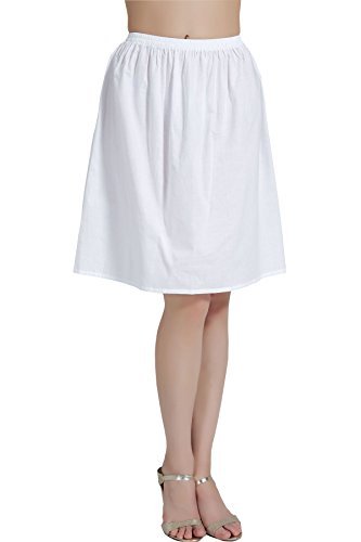 BEAUTELICATE Unterrock Damen 100% Baumwolle Lang Kurz Petticoat Halbrock Antistatisch Dirndl Unterrock Knielang für Durchsichtige Kleider Sommer (Elfenbein - 60cm Länge,XL) von BEAUTELICATE