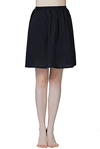 BEAUTELICATE Unterrock Damen 100% Baumwolle Lang Kurz Petticoat Halbrock Antistatisch Dirndl Unterrock Knielang für Durchsichtige Kleider Sommer (Schwarz - 40cm Länge, XL) von BEAUTELICATE