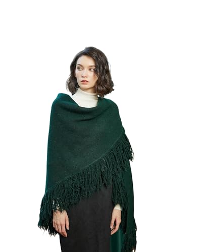 BEAUTELICATE Damen Pashmina Schal Gestrick Wollmischung Stola Schultertuch Große Größen Umschlagtuch Elegante Winterschal mit Quaste für Herbst und Winter Hochzeit Festlich Zeremonie, Smaragdgrün von BEAUTELICATE