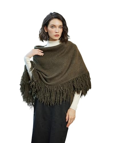 BEAUTELICATE Damen Pashmina Schal Gestrick Wollmischung Stola Schultertuch Große Größen Umschlagtuch Elegante Winterschal mit Quaste für Herbst und Winter Hochzeit Festlich Zeremonie,Retro Grün von BEAUTELICATE