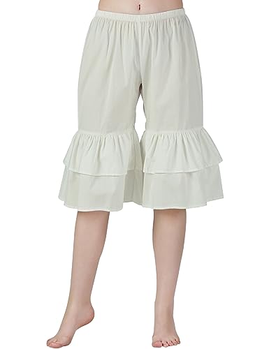 BEAUTELICATE Damen Rüschenhose Baumwolle Hosenunterröcke Bloomer Viktorianisch Pumphose Kurz Schlafanzughose Mittelalter Renaissance für Dirndl Cosplay Karneval Halloween von BEAUTELICATE