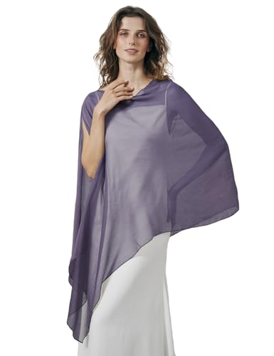 BEAUTELICATE Damen Sheer Stola Elegant Crepe Schal Wrap Poncho Cape Leicht Shrug Tuch für Braut Abendkleid Hochzeit Brautkleid, Lavendel von BEAUTELICATE