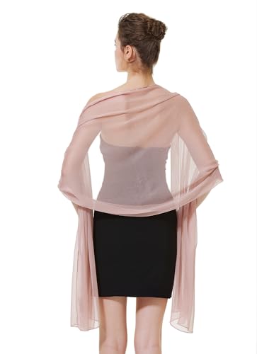 BEAUTELICATE Damen Stola Crepe Schal für Abendkleide Sheer Leichter Umschlagtücher Tüch Wrap Sommer für Braut Festlich Hochzeit (Altrosa, Einheitsgröße) von BEAUTELICATE