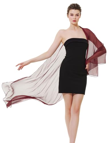 BEAUTELICATE Damen Stola Crepe Schal für Abendkleide Sheer Leichter Umschlagtücher Tüch Wrap Sommer für Braut Festlich Hochzeit (Weinrot, Einheitsgröße) von BEAUTELICATE