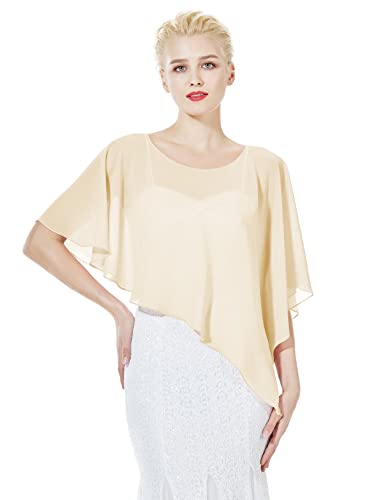 BEAUTELICATE Damen Chiffon Schal Stola Eleganten Cape Umhang für Braut Sommer Hochzeits Festliche Abendkleid Weiß, Einheitsgröße von BEAUTELICATE