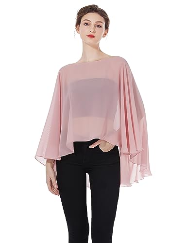 BEAUTELICATE Damen Stola Schal Chiffon Umhang Cape Elegant Für Hochzeit Brautkleid Abendkleid Festlich Ballkleid Strandkleid (Kurzer Stil - Ballet Pink, Einheitsgröße) von BEAUTELICATE