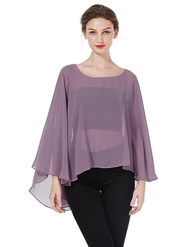 BEAUTELICATE Damen Stola Schal Chiffon Umhang Cape Elegant Für Hochzeit Brautkleid Abendkleid Festlich Ballkleid Strandkleid (Kurzer Stil - Mauve, Einheitsgröße) von BEAUTELICATE