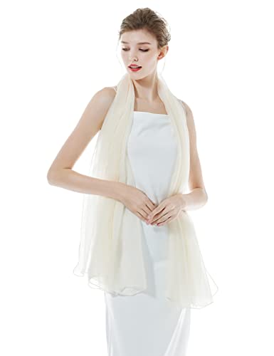 BEAUTELICATE Damen Stola Schal für Abendkleider Sheer Leichter Umschlagtücher Tücher Wraps Bolero Sommer für Festlich Hochzeit Braut 17 Farben (Beige, Einheitsgröße) von BEAUTELICATE