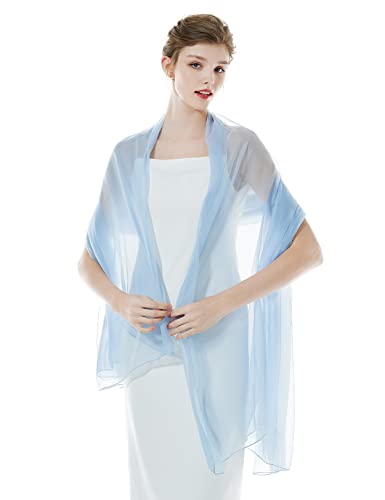 BEAUTELICATE Damen Stola Schal für Abendkleider Sheer Leichter Umschlagtücher Tücher Wraps Bolero Sommer für Festlich Hochzeit Braut 17 Farben (Puderblau, Einheitsgröße) von BEAUTELICATE