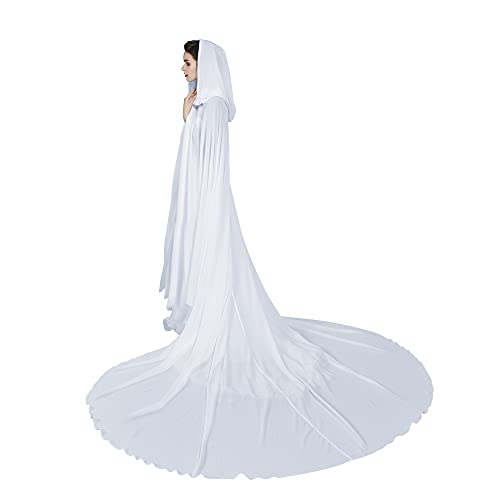 BEAUTELICATE Damen Umhang Chiffon Schal Cape Mantel mit Kapuze Super Langen Weicher Weiß Poncho 280cm für Sommer Braut Hochzeit Weiß - 280cm von BEAUTELICATE