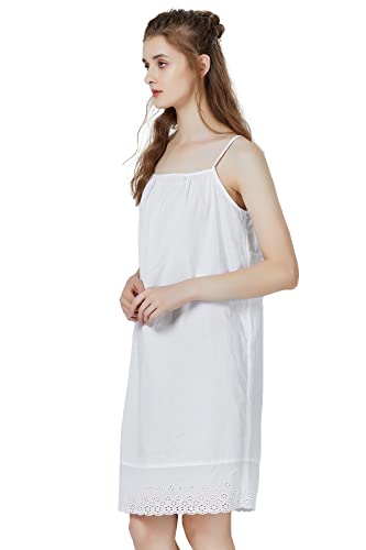 BEAUTELICATE Damen Unterkleid Unterrock Baumwolle Unterkleid mit Trägern Antistatisch Unterröcke Lang Full Slip Negligee Nachtwäsche Sommer, Hell Elfenbein, S von BEAUTELICATE