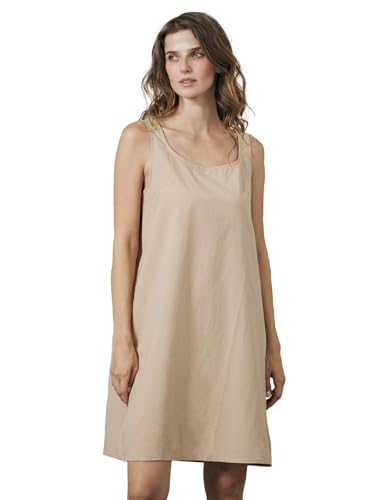 BEAUTELICATE Damen Unterkleid mit Breiten Trägern 100% Baumwolle Rundhals Locker Unterkleid Knielänge Full Slip Trägerkleid Nachthemd Negligee Sommer,Hautfarben,M von BEAUTELICATE