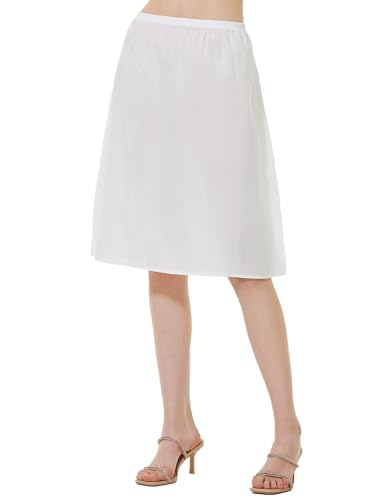BEAUTELICATE Unterrock Damen 100% Baumwolle Lang Kurz Petticoat Unterrock Halbrock Antistatisch Knielang für Dirndl Durchsichtige Kleide (Elfenbein - 60cm Länge,L) von BEAUTELICATE