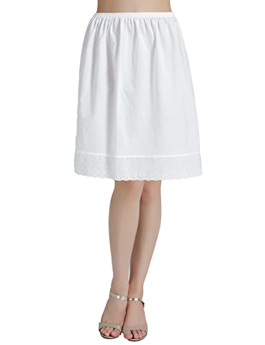 BEAUTELICATE Unterrock Damen Baumwolle Lang Kurz Petticoat Unterrock Antistatisch Halbrock mit Spitze Unterkleid für Durchsichtige Kleid Dirndl Elfenbein - 50CM, S von BEAUTELICATE