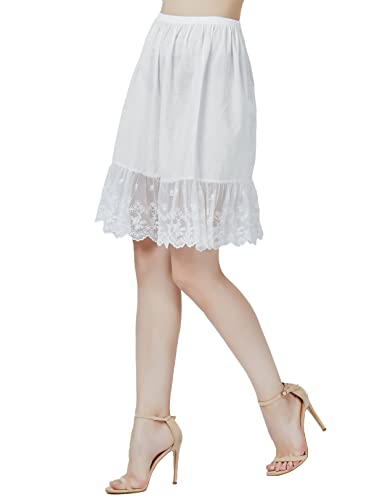 BEAUTELICATE Damen Unterrock 100% Baumwolle Kurz Halbrock Mit Spitze Vintage Knielang Dirndl Petticoat für Rock Kleid (Elfenbein - Spitzenbesatz - 55CM, L) BEAUTELICATE Damen Unterrock 100% Baumwolle Kurz Halbrock Mit Spitze Vintage Knielang Dirndl Petticoat für Rock Kleid (Elfenbein - Spitzenbesatz - 55CM, L) von BEAUTELICATE