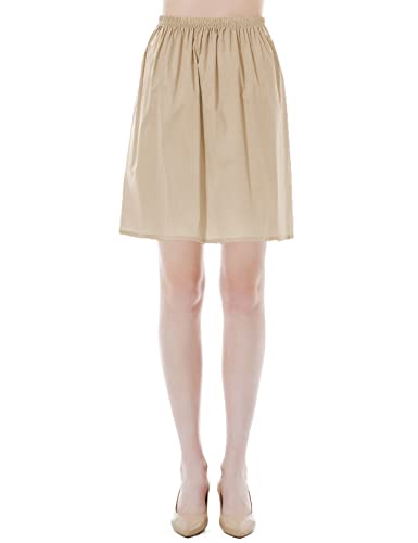 BEAUTELICATE Unterrock Damen 100% Baumwolle Lang Kurz Petticoat Unterrock Halbrock Antistatisch Knielang für Dirndl Durchsichtige Kleide (Nude - 50cm Länge, S) von BEAUTELICATE