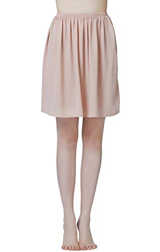 BEAUTELICATE Damen Unterrock Kurz Lang Halbrock Knielang Petticoat Unterkleid Kühl für Durchsichtige Kleider (Hautfarbe - 50cm Lange, S) von BEAUTELICATE
