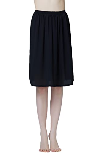 BEAUTELICATE Damen Unterrock Kurz Lang Halbrock Knielang Petticoat Unterkleid Kühl für Durchsichtige Kleider (Schwarz - 60cm Lange, M) von BEAUTELICATE