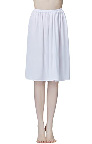 BEAUTELICATE Damen Unterrock Kurz Lang Halbrock Knielang Petticoat Unterkleid Kühl für Durchsichtige Kleider (Weiß - 60cm Lange, L) von BEAUTELICATE