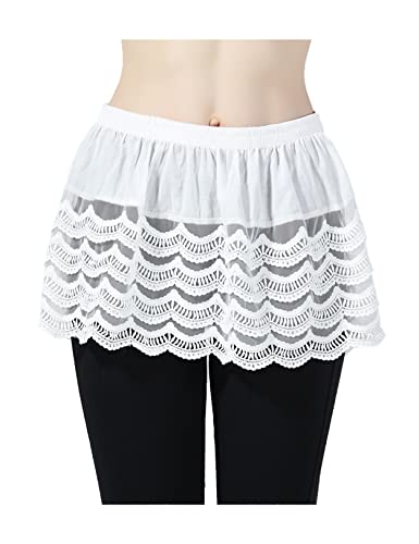 BEAUTELICATE Hemdverlängerung Damen Mini Unterrock Baumwolle Blusenrock Petticoat Extender Hemd Layering Top Spitze (Stil 2 - Elfenbein,L) von BEAUTELICATE