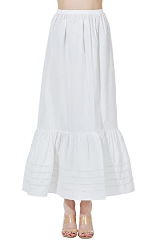 BEAUTELICATE Damen Viktorianisch Rock Lang 100% Baumwolle Vintage Gothic Steampunk Rock mit Rüschen für LARPFestlich Halloween Cosplay Karneval Elfenbein, L von BEAUTELICATE