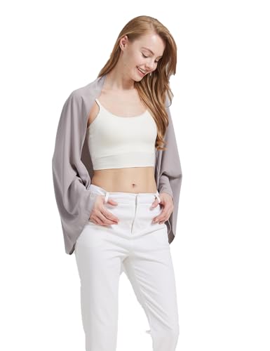BEAUTELICATE Dicker Chiffon Stola Damen Festlich Elegante Schal mit Ärmel Bolero Cardigan Brautjackefür Abendkleid Hochzeit Sommer Frühling, Grau von BEAUTELICATE