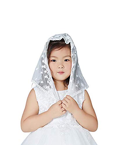 BEAUTELICATE Mädchen Schleier Spitze Mantilla Erste Kommunion Kinder Kirche Messe Kapelle Katholisch Kopftuch Elfenbein von BEAUTELICATE