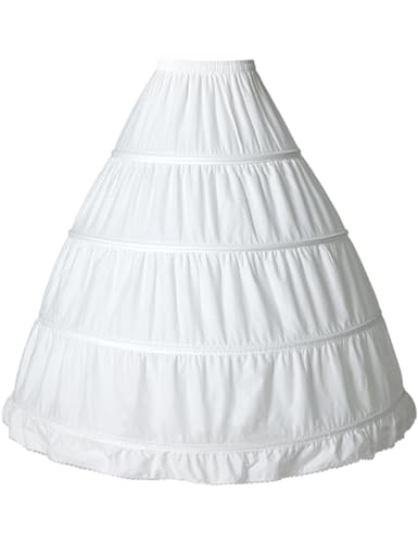 BEAUTELICATE Petticoat Reifrock 100% Baumwolle Unterröcke Lang Vintage Für Damen Brautkleid Hochzeitskleid Mittelalterliches Viktorianisches Kostüm (Elfenbein, 46-50) von BEAUTELICATE