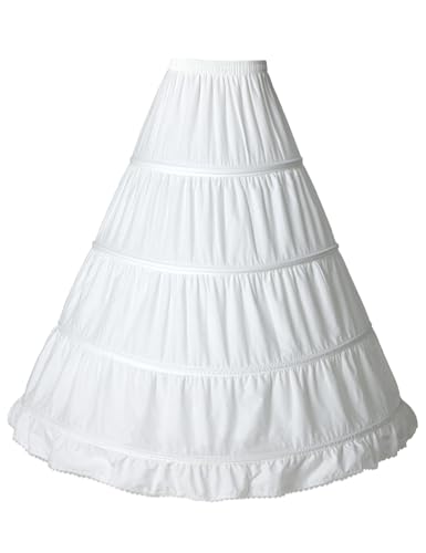 BEAUTELICATE Damen Reifrock Brautkleid A-Linie Petticoat Unterröcke Baumwolle Lang Vintage für Hochzeit Mittelalterliche Viktorianische Kleid Karneval Cosplay (Elfenbein, 42-44) von BEAUTELICATE