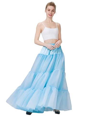 BEAUTELICATE Petticoat Unterrock Lang Tüll Reifrock A Linie 50er Jahre Petticoat Crinoline für Hochzeit Brautkleid Rockabilly Kleid Karneval Halloween S-XXL von BEAUTELICATE