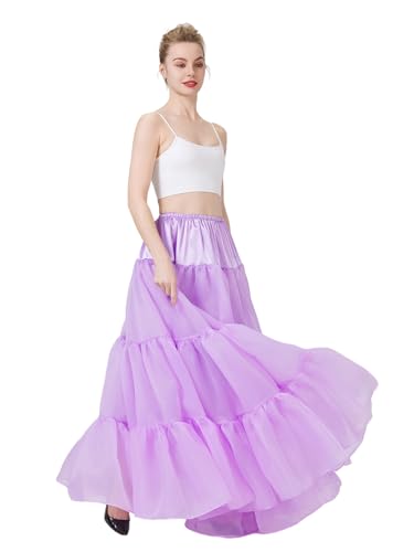 BEAUTELICATE Petticoat Unterrock Lang Tüll Reifrock A Linie 50er Jahre Petticoat Crinoline für Hochzeit Brautkleid Rockabilly Kleid Karneval Halloween S-XXL von BEAUTELICATE