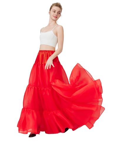 BEAUTELICATE Petticoat Unterrock Lang Tüll Reifrock A Linie 50er Jahre Petticoat Crinoline für Hochzeit Brautkleid Rockabilly Kleid Karneval Halloween S-XXL von BEAUTELICATE