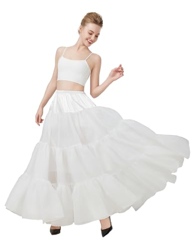 BEAUTELICATE Petticoat Unterrock Lang Tüll Reifrock A Linie 50er Jahre Petticoat Crinoline für Hochzeit Brautkleid Rockabilly Kleid Karneval Halloween S-XXL von BEAUTELICATE