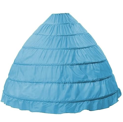 BEAUTELICATE Petticoat Unterrock Reifrock Brautkleid Crinoline Full A-Linie 6 Reifen Bodenlang Brautkleid Rock 9 Farben (Ice Blue, Einheitsgröße) von BEAUTELICATE