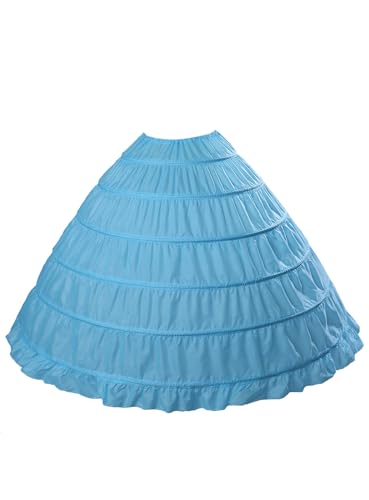 BEAUTELICATE Damen Reifrock Lange Petticoat Unterrock Ballkleid Brautkleid Prinzessin Crinoline 6 Reifen für Hochzeitskleid Brautkleid 9 Farben, Eisblau von BEAUTELICATE