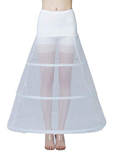 BEAUTELICATE Petticoat Unterröcke Reifrock Damen Rockabilly A Linie Lang für Hochzeit Brautkleid Abendlieid Weiß (Weiß - 3 Reifen,44-46) von BEAUTELICATE