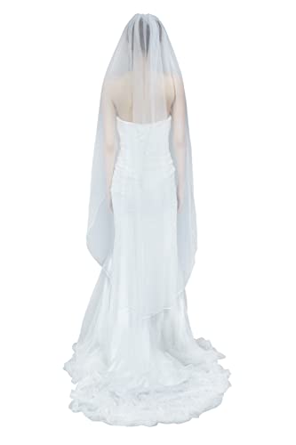 BEAUTELICATE Schleier Brautschleier Braut Hochzeit Softtüll Weiß Ivory Lang Kurz Ellbogenlang Mit Metall Kamm 1 Schicht V67 - Ivory/Cream - Gr. Walzer länge:140cm von BEAUTELICATE