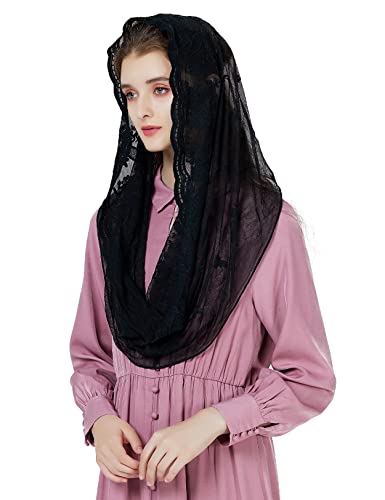 BEAUTELICATE Spitze Mantilla Schal Schleier Tüll Stola Schwarz Weiß Für Damen Kirche Messe Kapelle Katholisch Braut Brautjungfer V103… von BEAUTELICATE