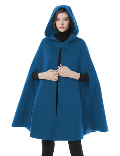 BEAUTELICATE Umhang Damen Mit Kapuze Wollmischung Poncho Hochzeit Braut Winter Voller Hälfte Länge Cape Halloween Kostüm Weihnachten von BEAUTELICATE