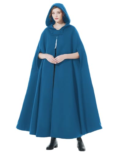 BEAUTELICATE Umhang Damen Mit Kapuze Wollmischung Poncho Hochzeit Braut Winter Voller Hälfte Länge Cape Halloween Kostüm Weihnachten von BEAUTELICATE