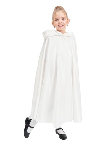 BEAUTELICATE Umhang mit Kapuze Kinder Satin Halloween Cape Mantel Lang Kurz Mädchen Unisex Fasching für Hochzeit Karneval Cosplay Kostüm Robe Vampir Hexen von BEAUTELICATE