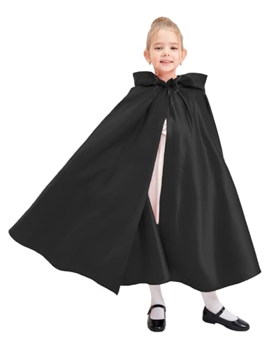 BEAUTELICATE Umhang mit Kapuze Kinder Satin Halloween Cape Mantel Lang Kurz Mädchen Unisex Fasching für Hochzeit Karneval Cosplay Kostüm Robe Vampir Hexen von BEAUTELICATE
