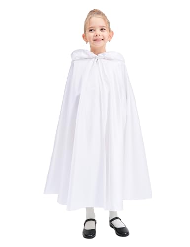BEAUTELICATE Umhang mit Kapuze Kinder Satin Halloween Cape Mantel Lang Kurz Mädchen Unisex Fasching für Hochzeit Karneval Cosplay Kostüm Robe Vampir Hexen von BEAUTELICATE