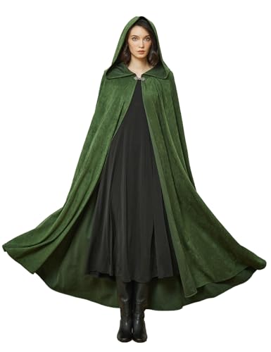 BEAUTELICATE Umhang mit Kapuze Lang Unisex Wildlederimitat Mittelalter Umhang Damen Herren für Halloween Umhang Cape für Fasching Karneval Robe Vampir Hexen Wikinger Kostüm von BEAUTELICATE